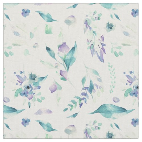 Modern jade green lavender watercolor floral fabric