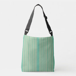 Modern Jade Green Striped All-Over-Print Crossbody Bag