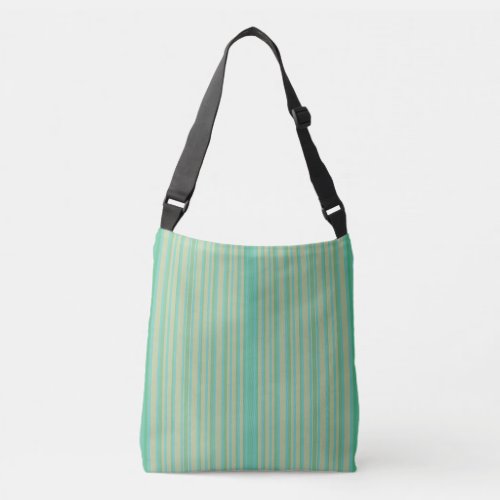 Modern Jade Green Striped All_Over_Print Crossbody Bag