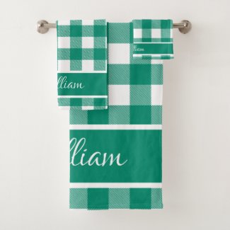 Modern Jade Green White Buffalo Checks