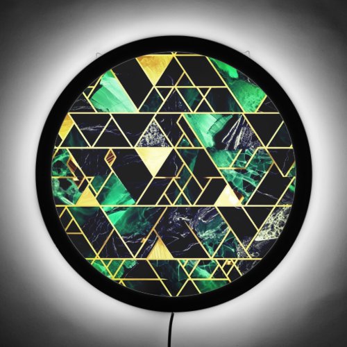 Modern jade green yellow geometric triangles  LED sign