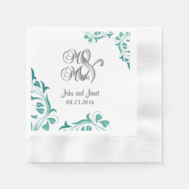 Modern Jade Lace Paper Napkins (Front)