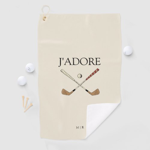 Modern Jadore I Love Golf Creamy White Golf Towel