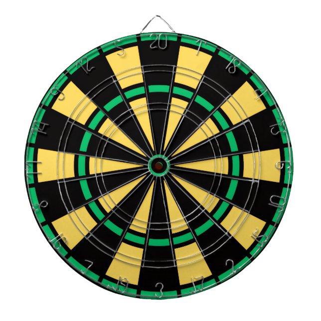 Modern Jamaica Colors Black Green and Gold  Dart Board (Front)