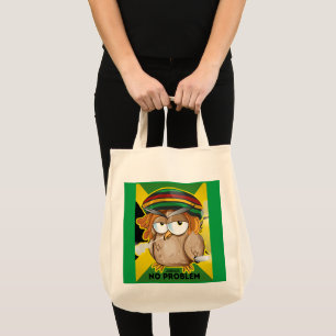 Modern Jamaica No Problem Funny Smoking Owl Tote Bag