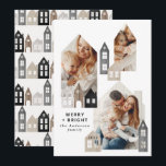 Modern Japan Christmas Nordic houses 3 photo chic Holiday Card<br><div class="desc">Modern Japan Christmas Nordic houses stylish simple 3 photo holiday card design</div>