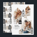 Modern Japan Christmas Nordic houses 3 photo chic Holiday Card<br><div class="desc">Modern Japan Christmas Nordic houses stylish simple 3 photo holiday card design</div>