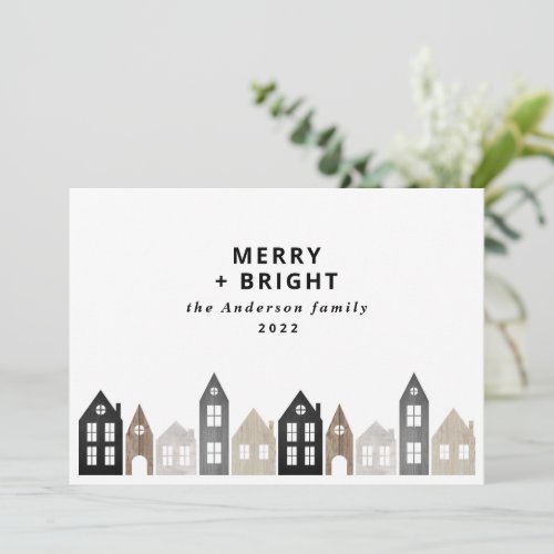 Modern Japan Christmas Nordic houses stylish Holid Holiday Card