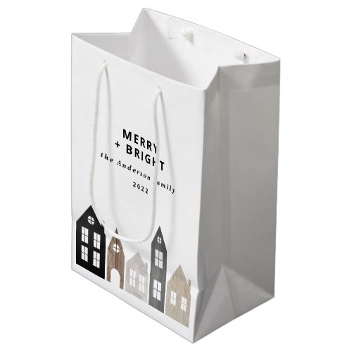 Modern Japan Christmas Nordic houses stylish  Medium Gift Bag
