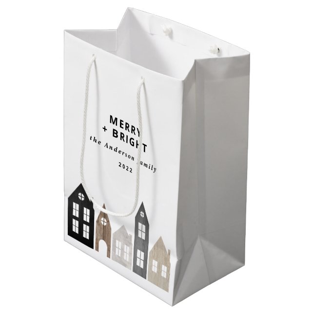 Modern Japan Christmas Nordic houses stylish  Medium Gift Bag (Front Angled)