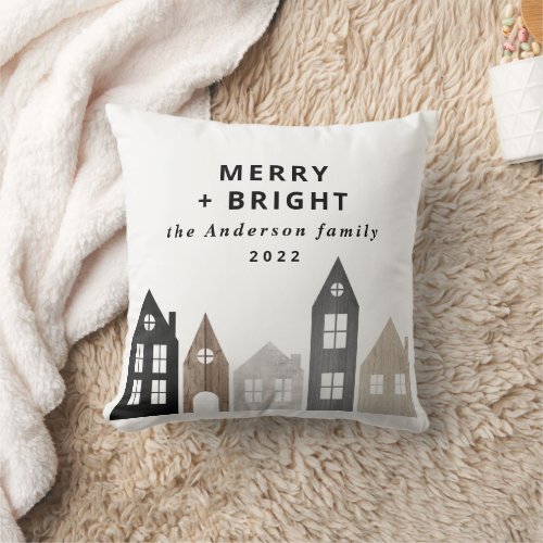 Modern Japan Christmas Nordic houses stylish  Throw Pillow