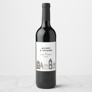 Modern Japan Christmas Nordic houses stylish Wine Label