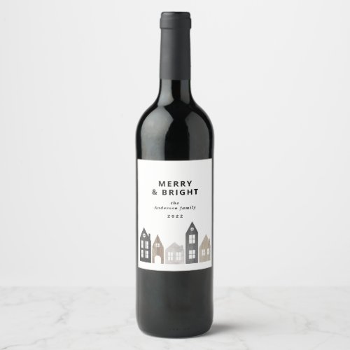 Modern Japan Christmas Nordic houses stylish  Wine Label