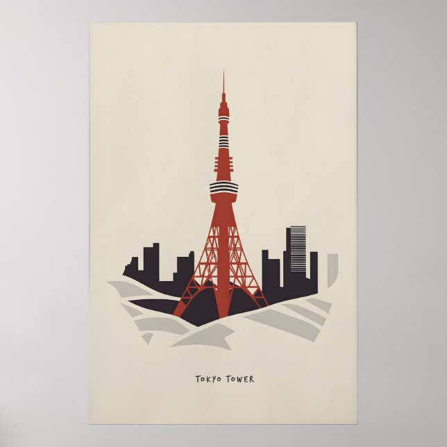 Modern Japan Poster – Tokyo Tower Minimalist Print (Front)