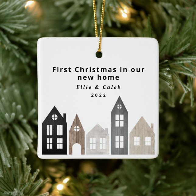 Modern Japandi 1st Christmas Nordic houses stylish Ceramic Ornament (Tree)