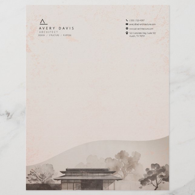 Modern Japandi Architect  Letterhead (Front)