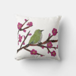 Modern Japanese Bird And Plum Tree Art Pillow at Zazzle
