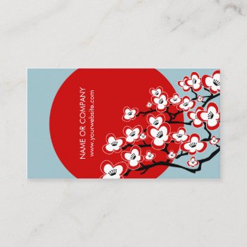 Modern Japanese Cherry Blossom Business Card by mazarakes at Zazzle