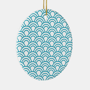 Modern Japanese Geometric Pattern Ceramic Ornament