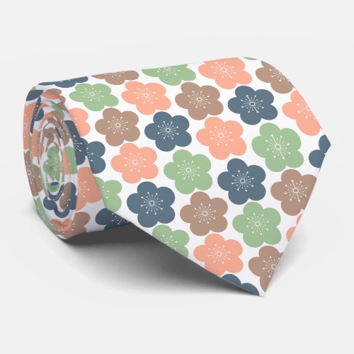 Modern Japanese PlumBlossom　Earthy Zen Neck Tie