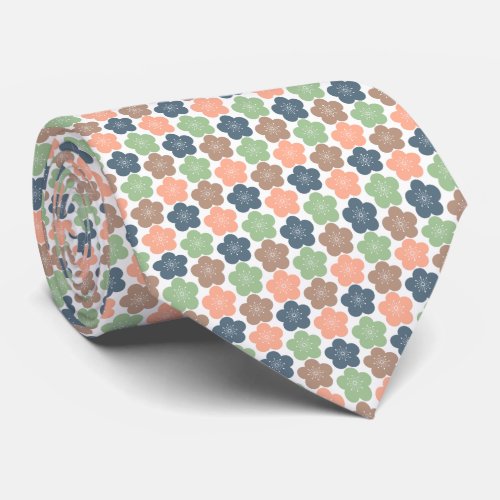 Modern Japanese PlumBlossom　Earthy Zen Neck Tie