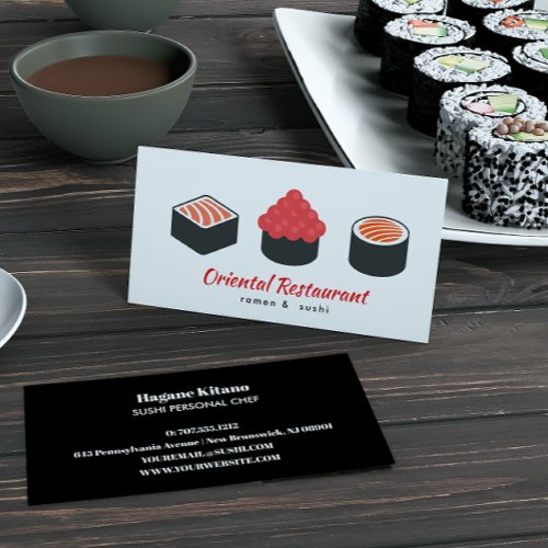 Modern Japanese restaurant Sushi  Nigiri Gunkan Business Card