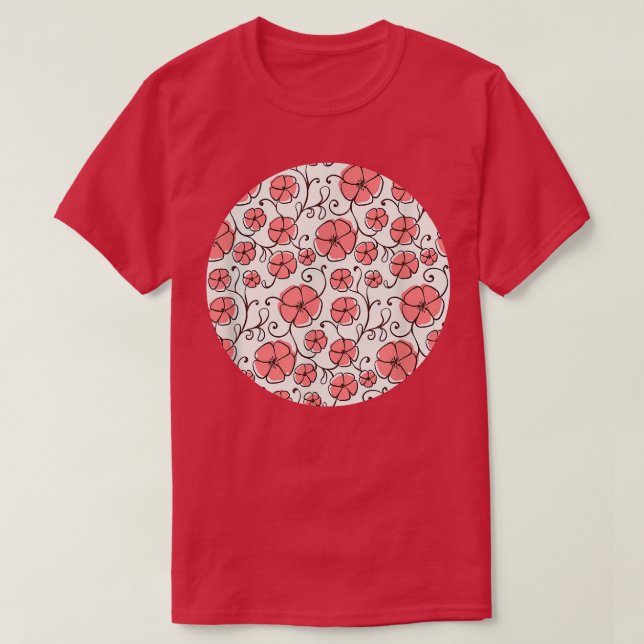 Modern Japanese Sakura Flowers Pattern  T-Shirt (Design Front)