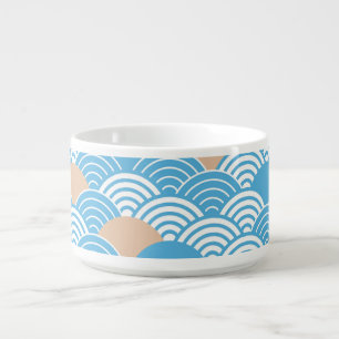 Modern Japanese Seigaiha Waves & Rising Sun Bowl