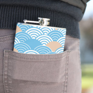 Modern Japanese Seigaiha Waves & Rising Sun Flask