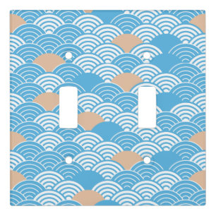 Modern Japanese Seigaiha Waves & Rising Sun Light Switch Cover
