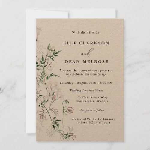 Modern Jasmine Floral Wedding Invitation