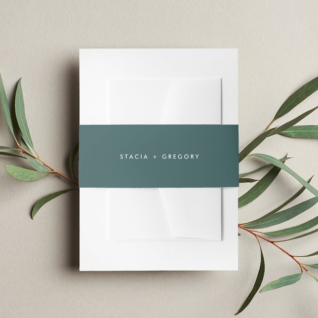 Modern Jasper Green Wedding Invitation Belly Band (Creator Uploaded)