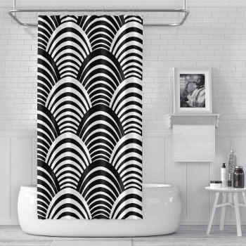 Modern Jazz Age Roaring Twenties Black And White Shower Curtain by VillageDesign at Zazzle