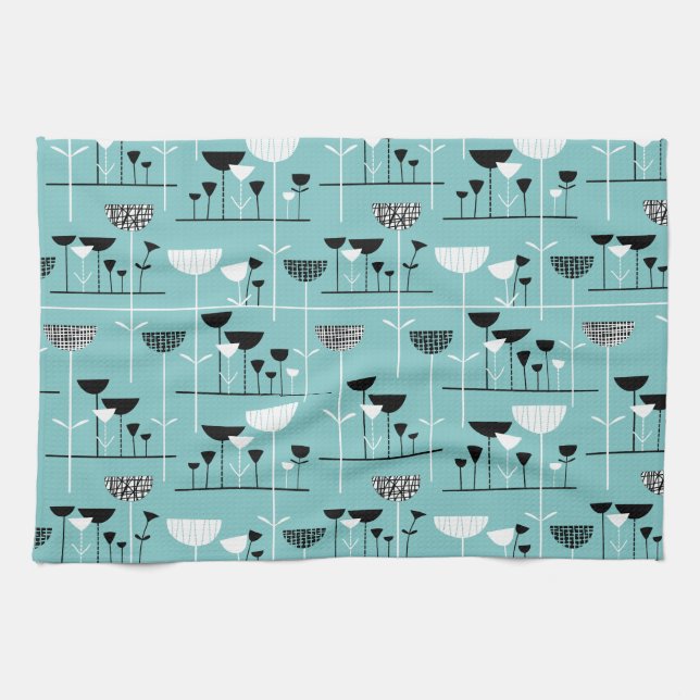 Modern Jazz - Light Blue 80C6C6 Kitchen Towel (Horizontal)