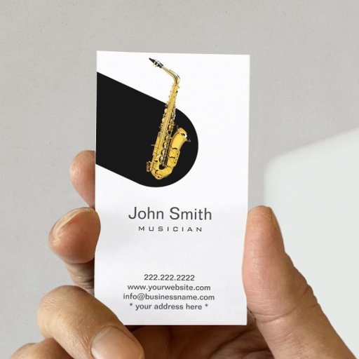 Customizable Modern Jazz Saxophone Musician Profile Card Business Cards