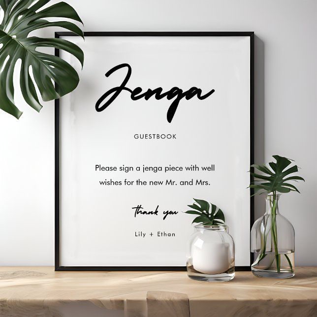 Modern Jenga Wedding Guest Book Sign (Creator Uploaded)