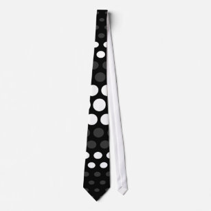 Modern Jet & White Polka Dots Pattern Neck Tie