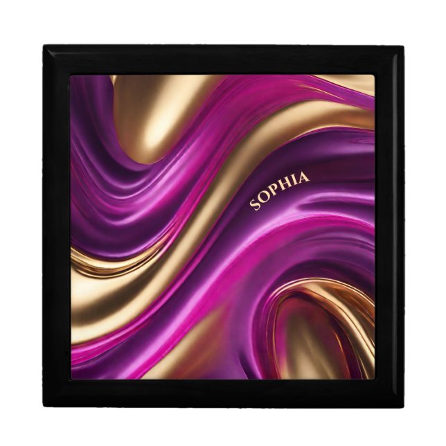 Modern Jewelry Box-Purple Pink and Gold- Gift Box (Front)
