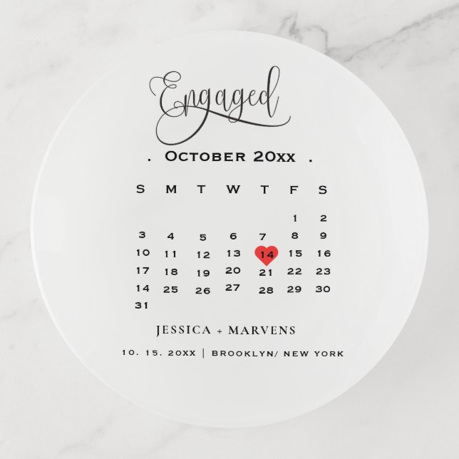Modern Jewelry calendar Couple Engagement ring  Trinket Tray (Front)
