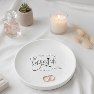 Modern Jewelry Couple Engagement ring Trinket Tray