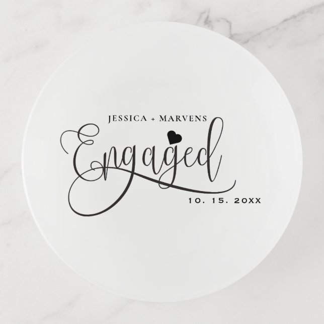 Modern Jewelry Couple Engagement ring  Trinket Tray (Front)