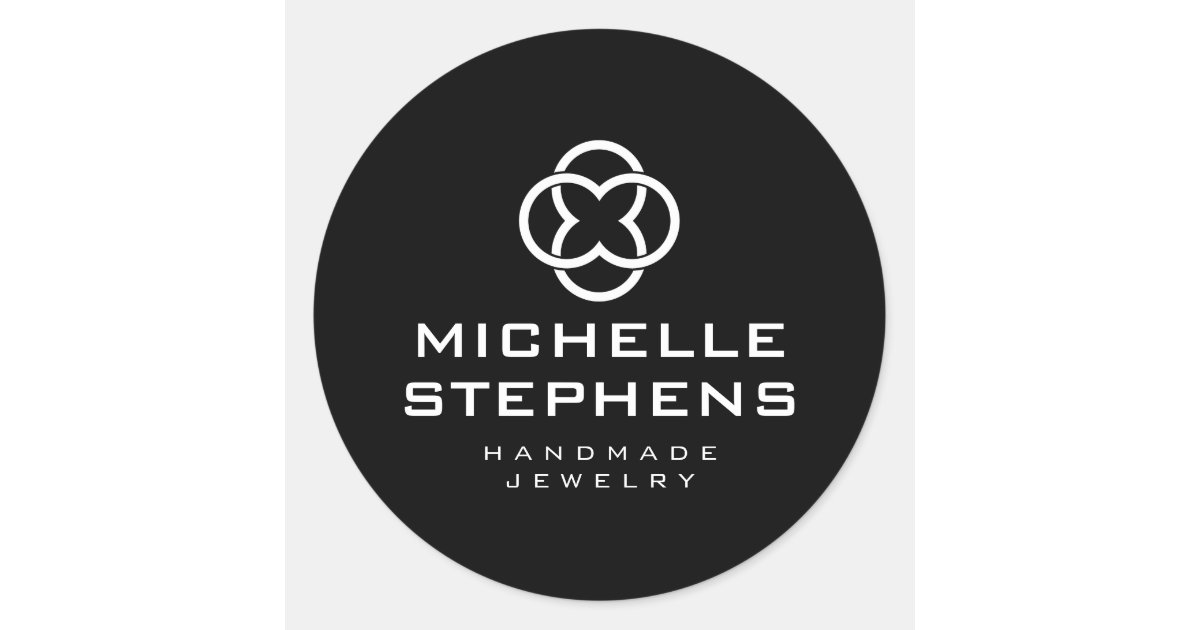 Modern Jewelry Designer Logo Black Stickers | Zazzle