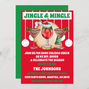Modern Jingle And Mingle Christmas Cocktail Party Invitation