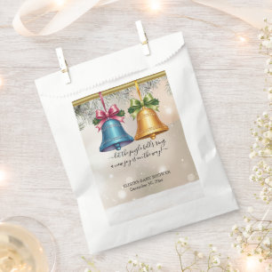 Modern Jingle Bells Christmas Ornament Baby Shower Favor Bag