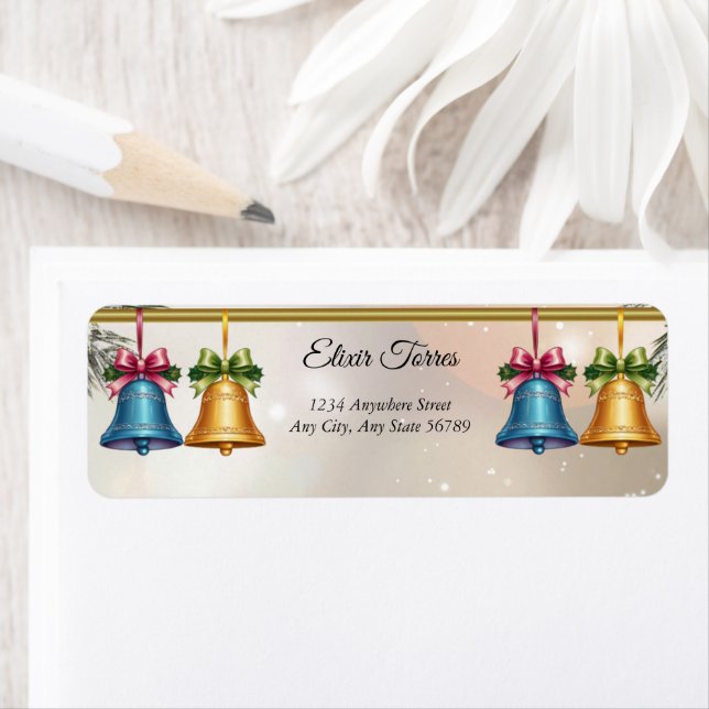 Modern Jingle Bells Christmas Ornament Baby Shower Label (Insitu)