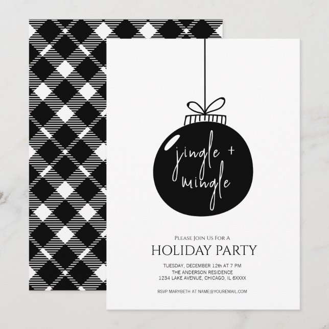 Modern Jingle & Mingle Christmas Ornament Holiday Invitation (Front/Back)
