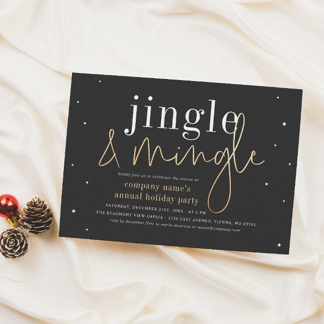 Modern Jingle & Mingle Corporate Holiday Party Card (Creator Uploaded)