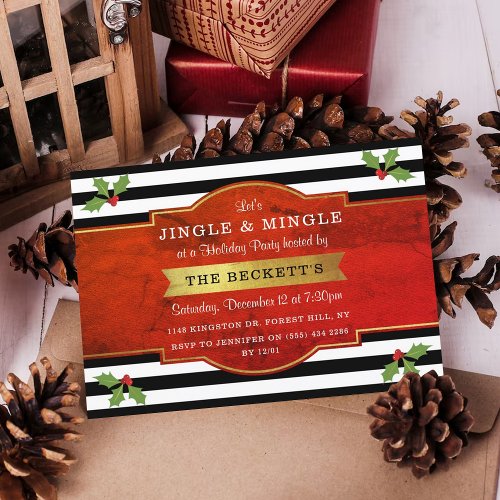 Modern Jingle  Mingle Holiday Party Invitation