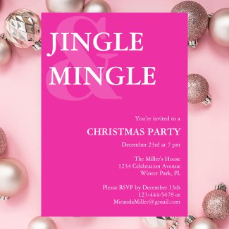 Modern Jingle Mingle Vibrant Pink Christmas Party 
