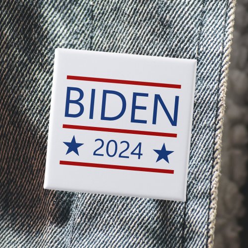 Modern Joe Biden 2024 with Patriotic Red Lines Button
